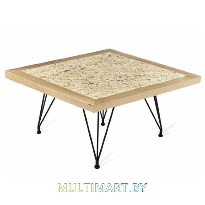 Журнальный столик Sheffilton SHT-TU29/H36/70/70 Дуб/OSB (прозрачный лак/черный муар)